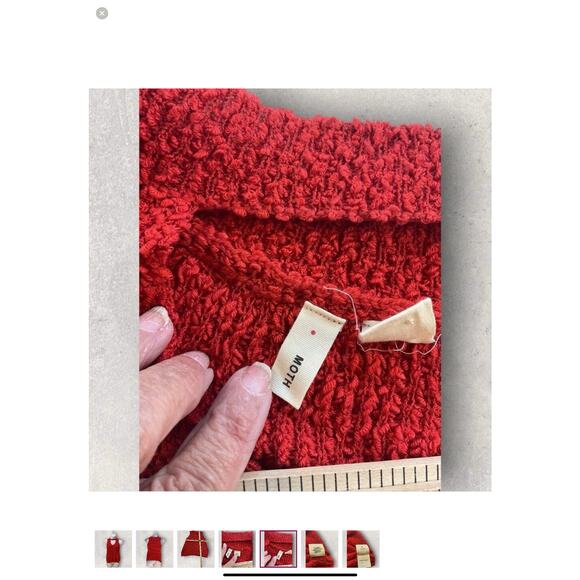 Anthropologie Moth Vera Red Knit Sweater Tank Medium Cutout Sleeveless Top - Picture 4 of 8